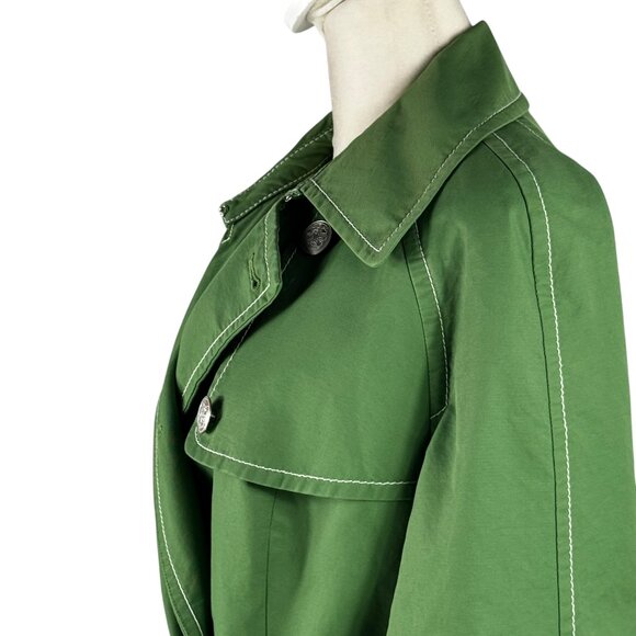 Ann Taylor Loft Green Double-Breasted Trench Coat Size Medium - Picture 8 of 12